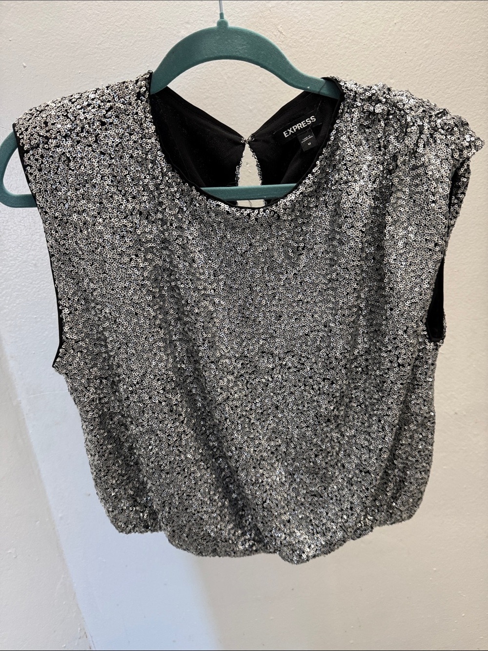 Express Silver Sequin Sleeveless Camisole
